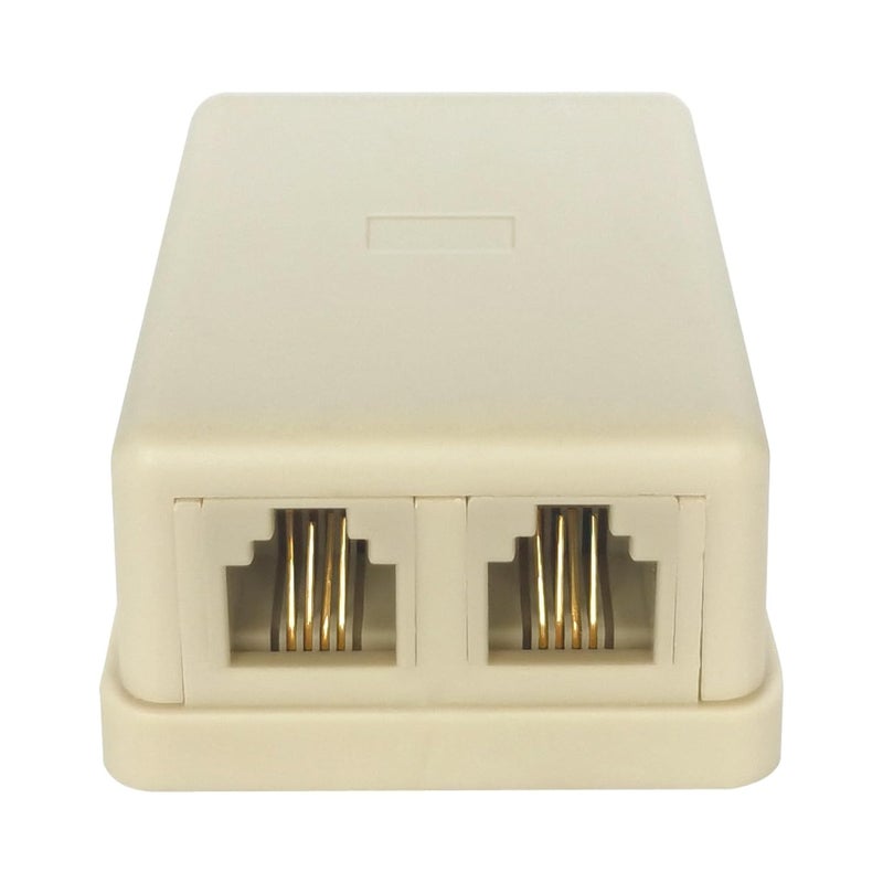 NECABLES Phone Jack Surface Mount Dual Port for 2 Phone Line Telephone Jack Box 8 Screw Terminals to 2 RJ11 6P4C Female Ivory - Image 4